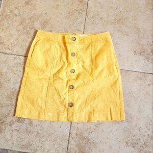 LOFT Sunny Yellow Button-Front Mini Skirt